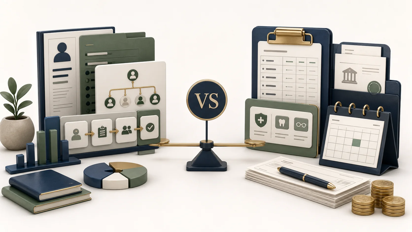 Side-by-side HRIS and payroll software comparison workspace